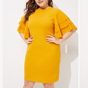 Plus Layered Bell Sleeve Solid Dress